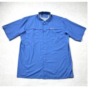Simms Guide Series Fishing Shirt Mens XL Blue Short Sleeve Vented Ripstop 36313